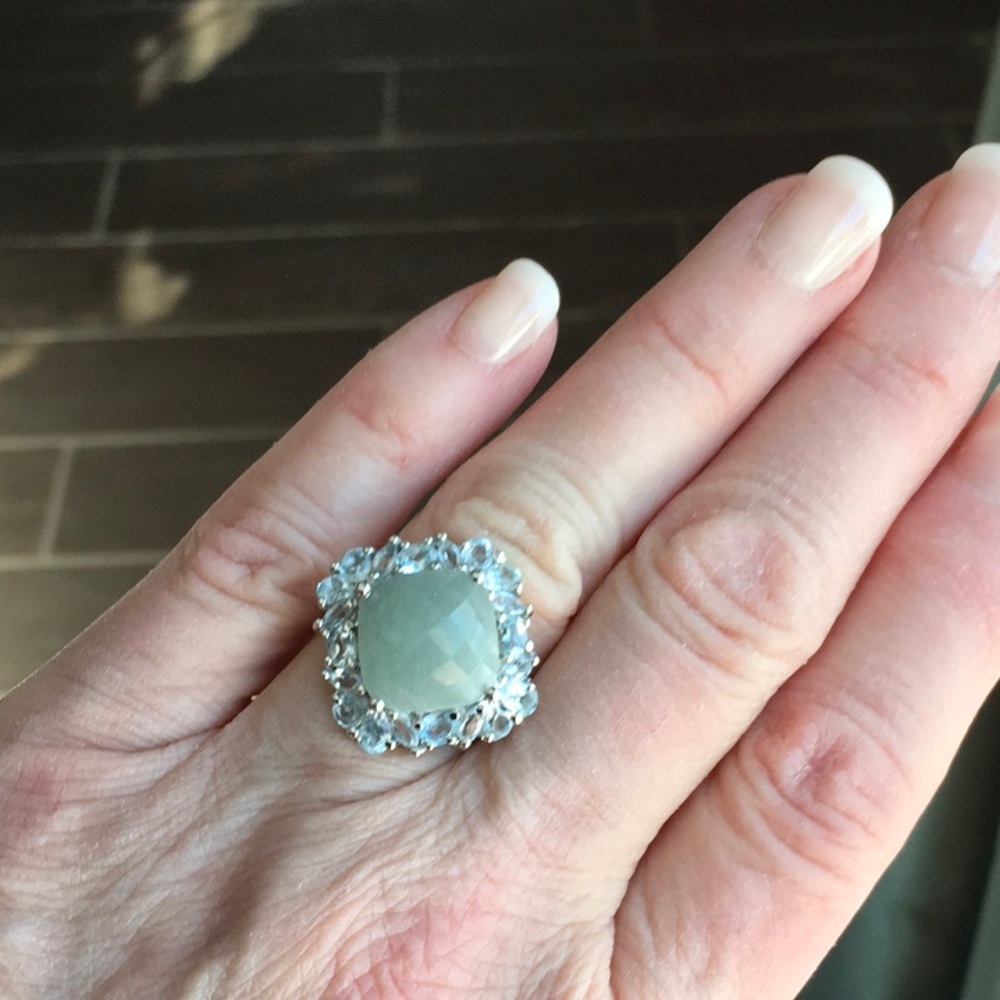 Aquamarine and Blue Topaz Sterling Silver Ring PRETTY